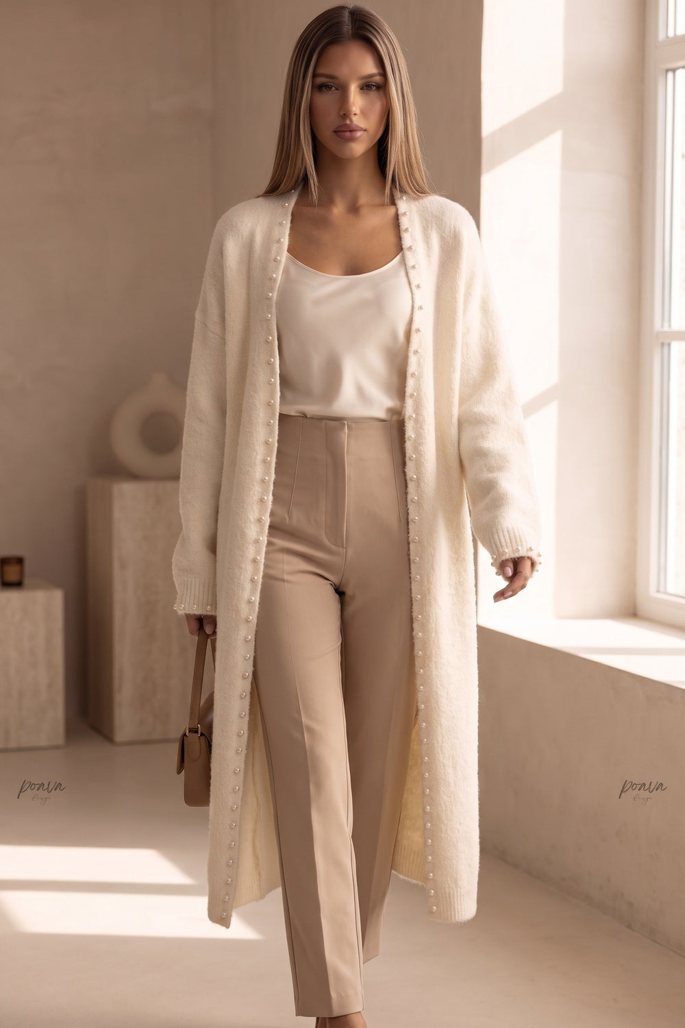cream fuzzy knit straight oversized open-front long cardigan cream, off-white fuzzy knit long cardigan - product view 8