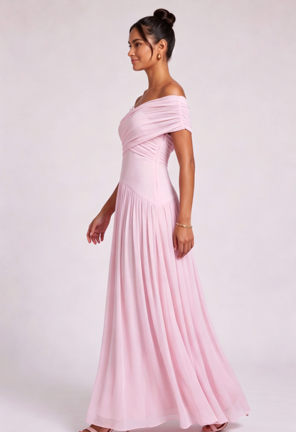 Light Pink Chiffon A-Line Floor-Length Gown