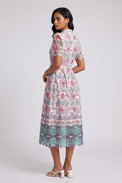 cream guipure lace A-line dress cream, off-white guipure lace dress - product view 1