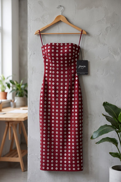Burgundy Heavy Stretch Knit Bodycon Midi Dress burgundy heavy stretch knit midi dress - product view 2