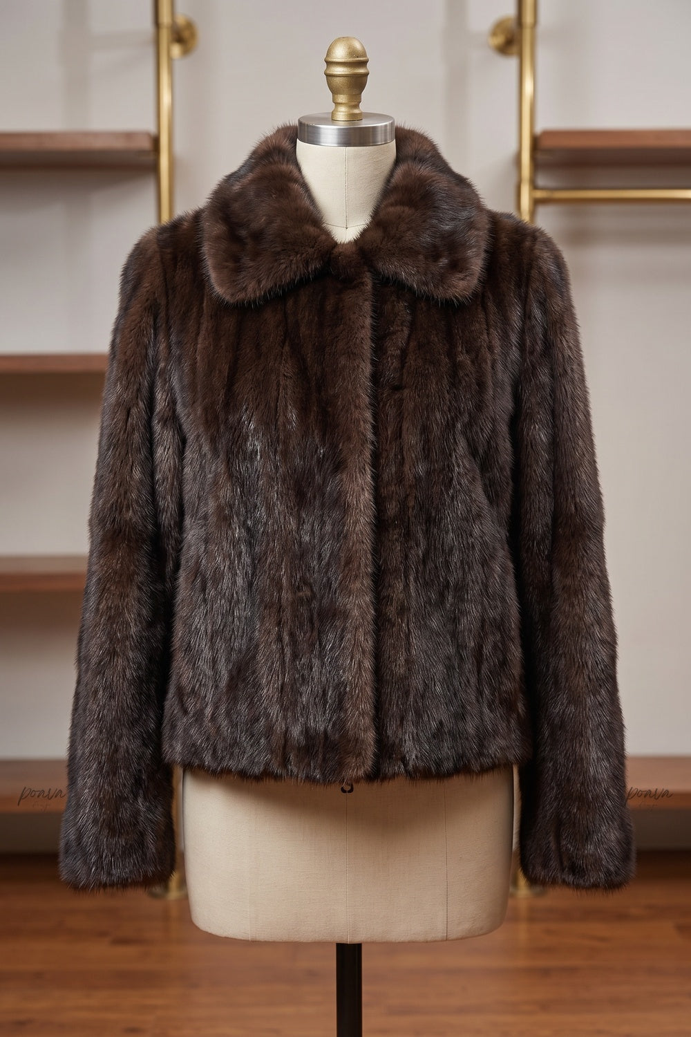 Dark Brown Fur Boxy Cropped Jacket dark brown fur jacket - product view 2