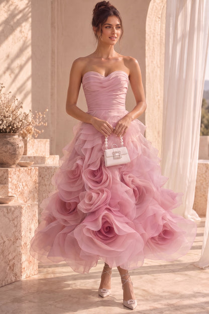 Dusty Pink Organza A-Line Ballgown Dress dusty pink organza dress - product view 9