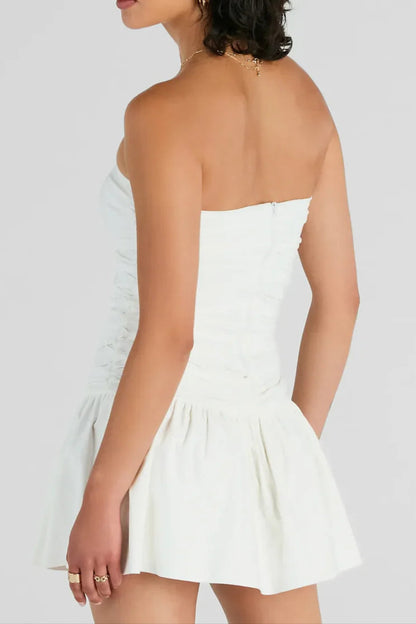 Strapless Mini Skater Dress in white