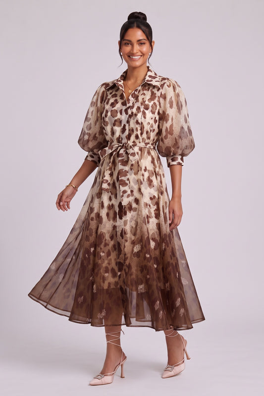 Premium Fabric Leopard Print Midi Dress Premium Fabric - product view 1
