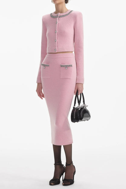 shirley pink embellished jacket & skirt matching set