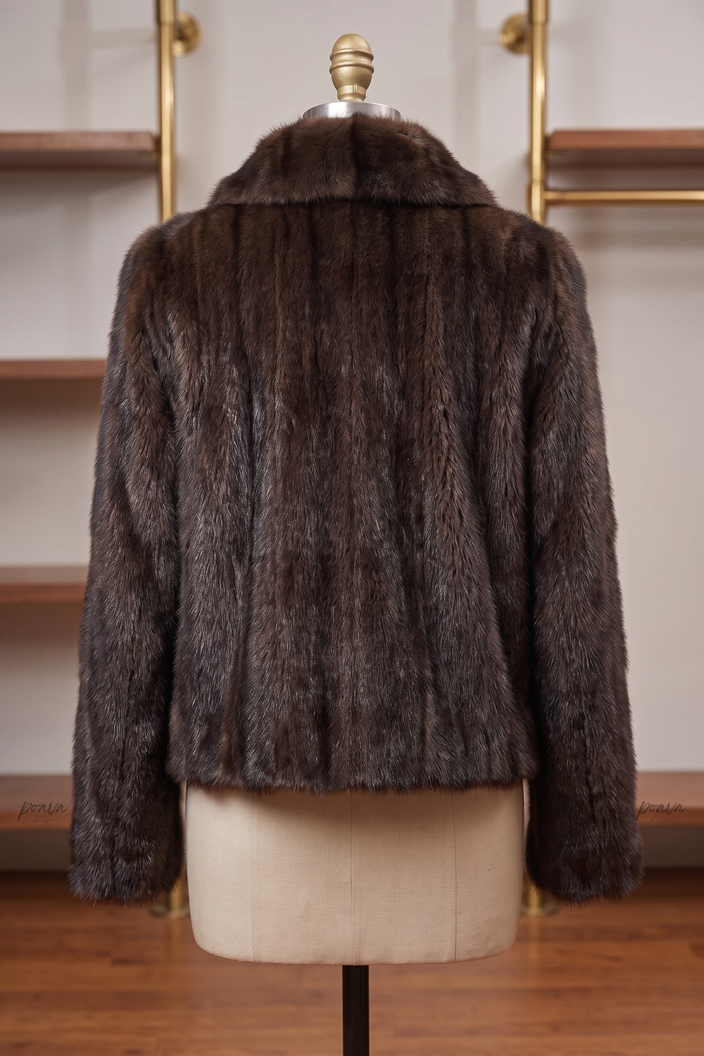 Dark Brown Fur Boxy Cropped Jacket dark brown fur jacket - product view 4