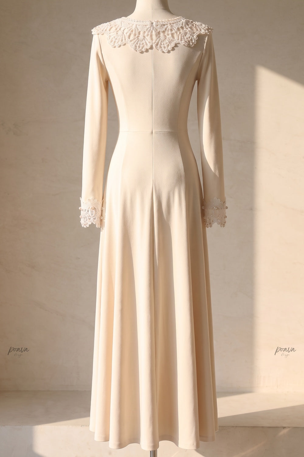 Cream Fine Knit Jersey Fit-and-Flare Dress cream fine knit jersey dress - product view 4