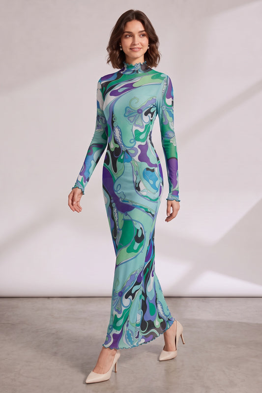 Premium Fabric Long Sleeve Maxi Dress Premium Fabric - product view 1