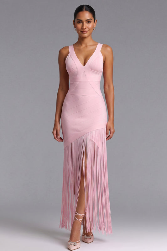 light pink heavy knit bandage fabric bodycon dress light pink heavy knit bandage fabric dress - product view 1