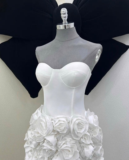 lily Flower Mini Dress In White