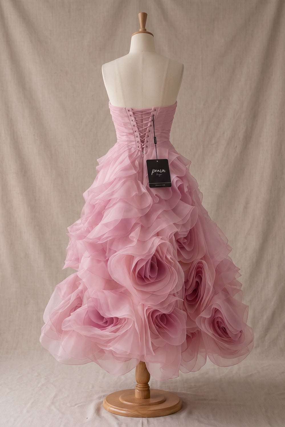 Dusty Pink Organza A-Line Ballgown Dress dusty pink organza dress - product view 4