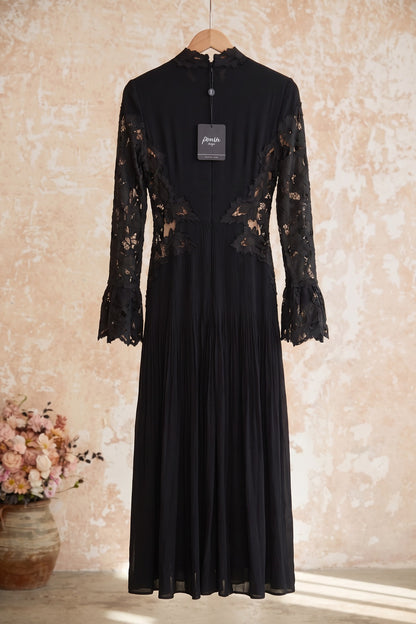 Black Matte Crepe A-line Midi Dress black matte crepe midi dress - product view 4