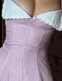 Dusty Lavender Sheer Chiffon Fit-and-Flare Midi Dress