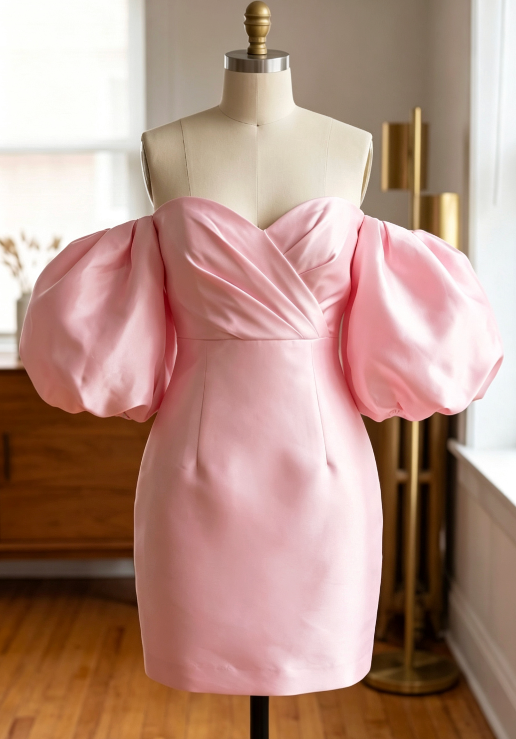 Light Pink Satin Bodycon Mini Dress