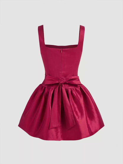camisole waist slim sleeveless mini dress in red