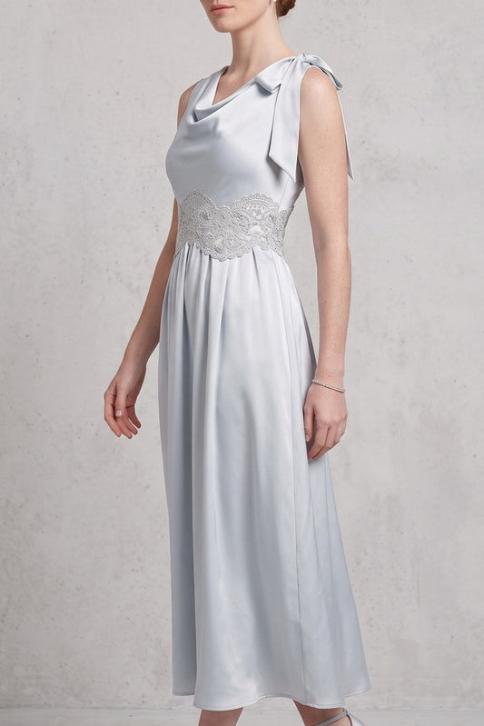 Cowl Neck Satin Midi Dress