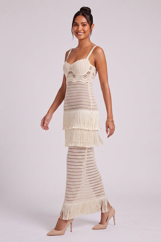 Cream Crochet Knit Column Dress cream crochet knit dress - product view 2