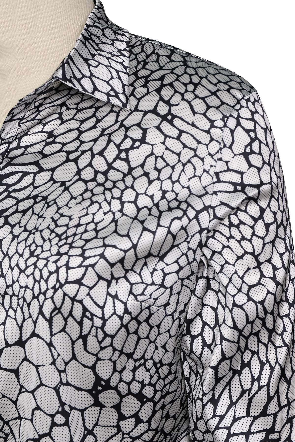 Modern Satin Printed Blouse with Classic Snake Pattern Elegance