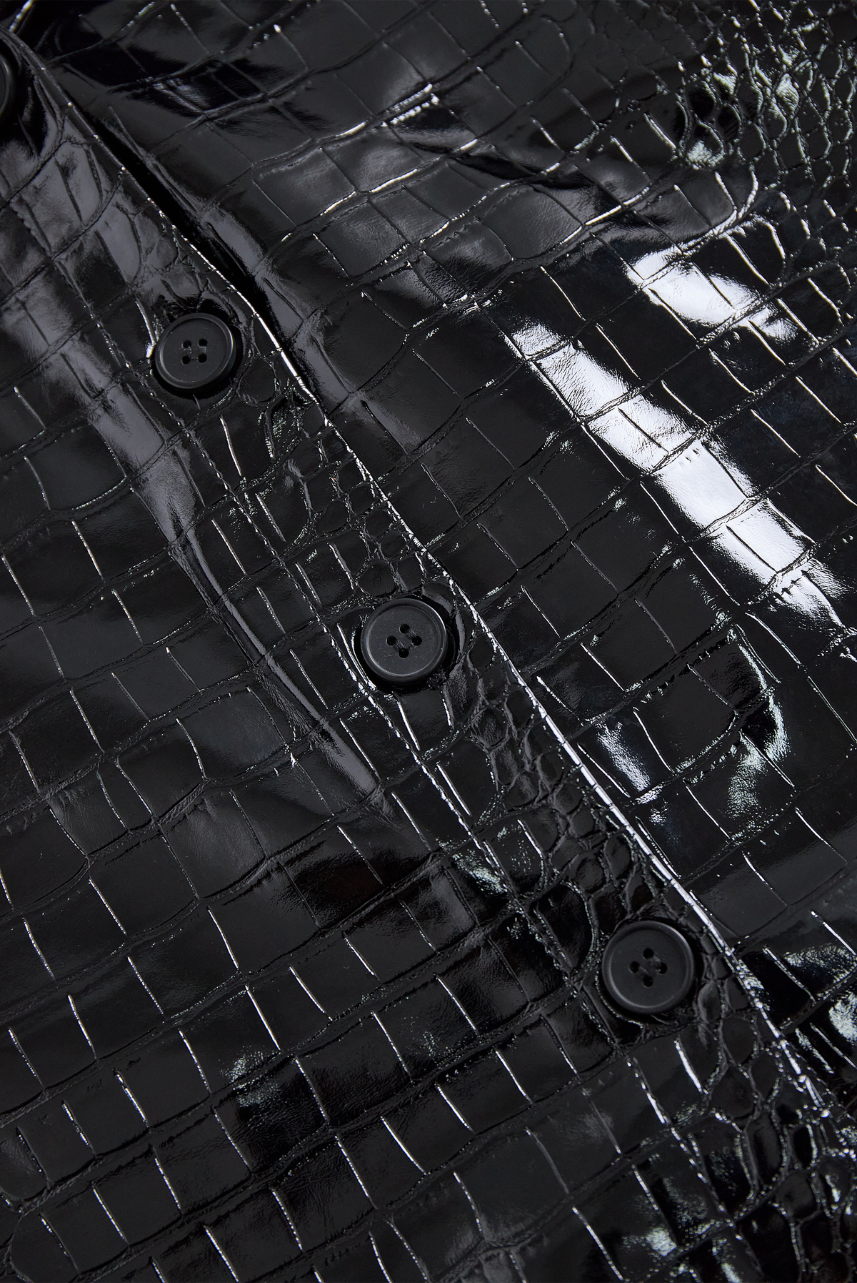 Glossy Black Crocodile Embossed Shirt
