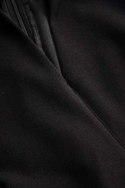 Refined Black Belted Sheath Dress with Mandarin Collar