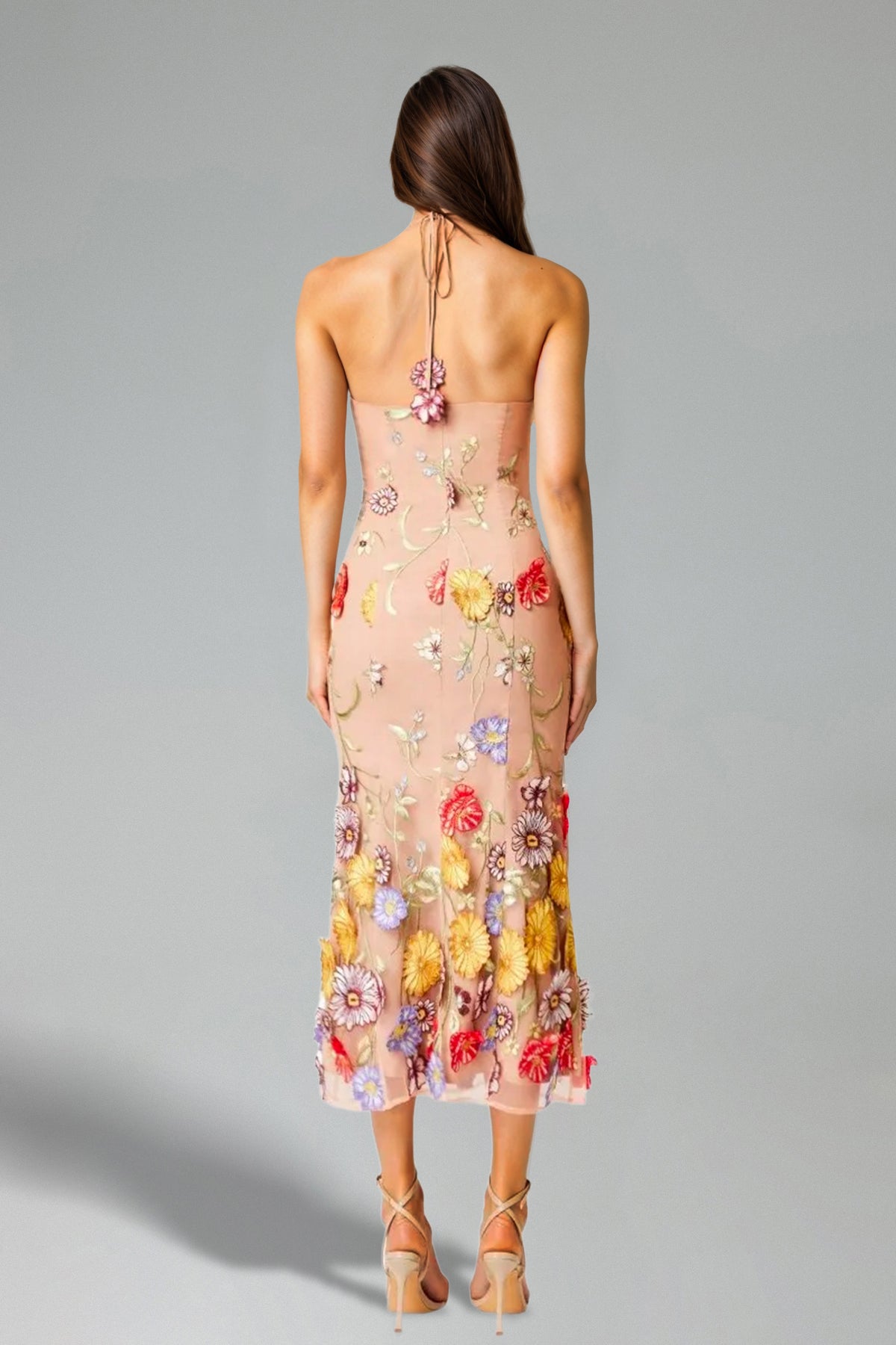 TESS FLOWERS SLING MIDI DRESS