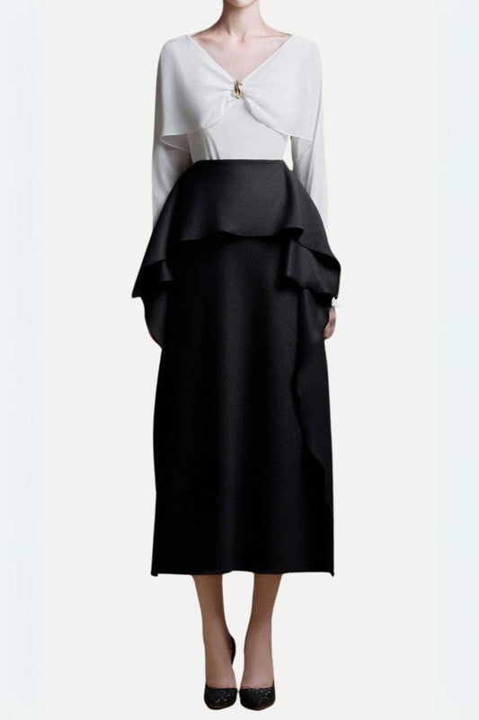 Nelly Straight Ruffled Melani Midi Skirt