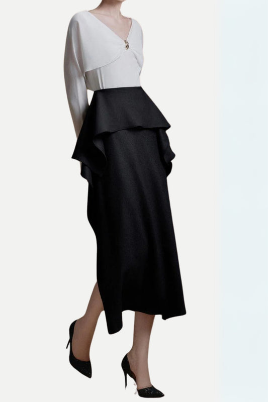 Nelly Straight Ruffled Melani Midi Skirt