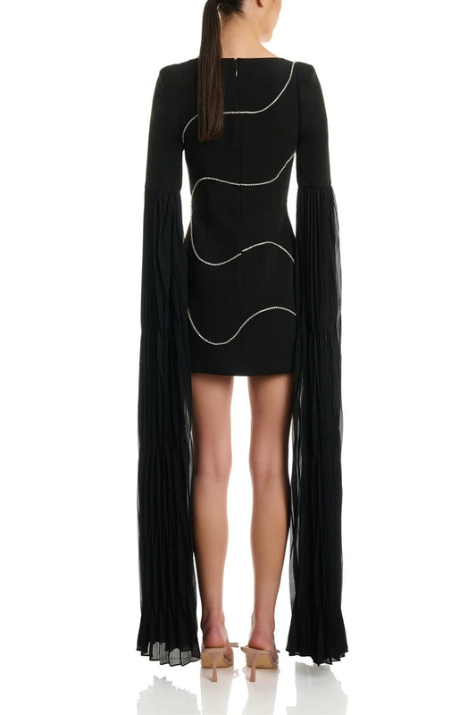 crystal-stripe bodycon mini dress in black