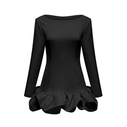 Elodie bubble-skirt mini dress in Black