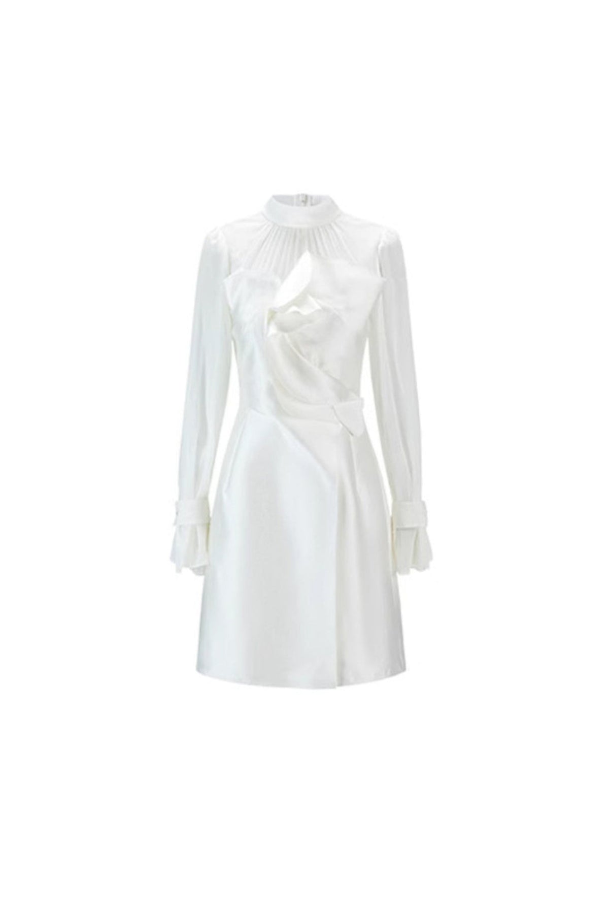 WHITE MESH LONG SLEEVE MINI DRESS