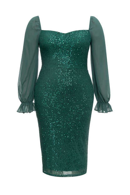 Sequin embellished midi dresses in green
