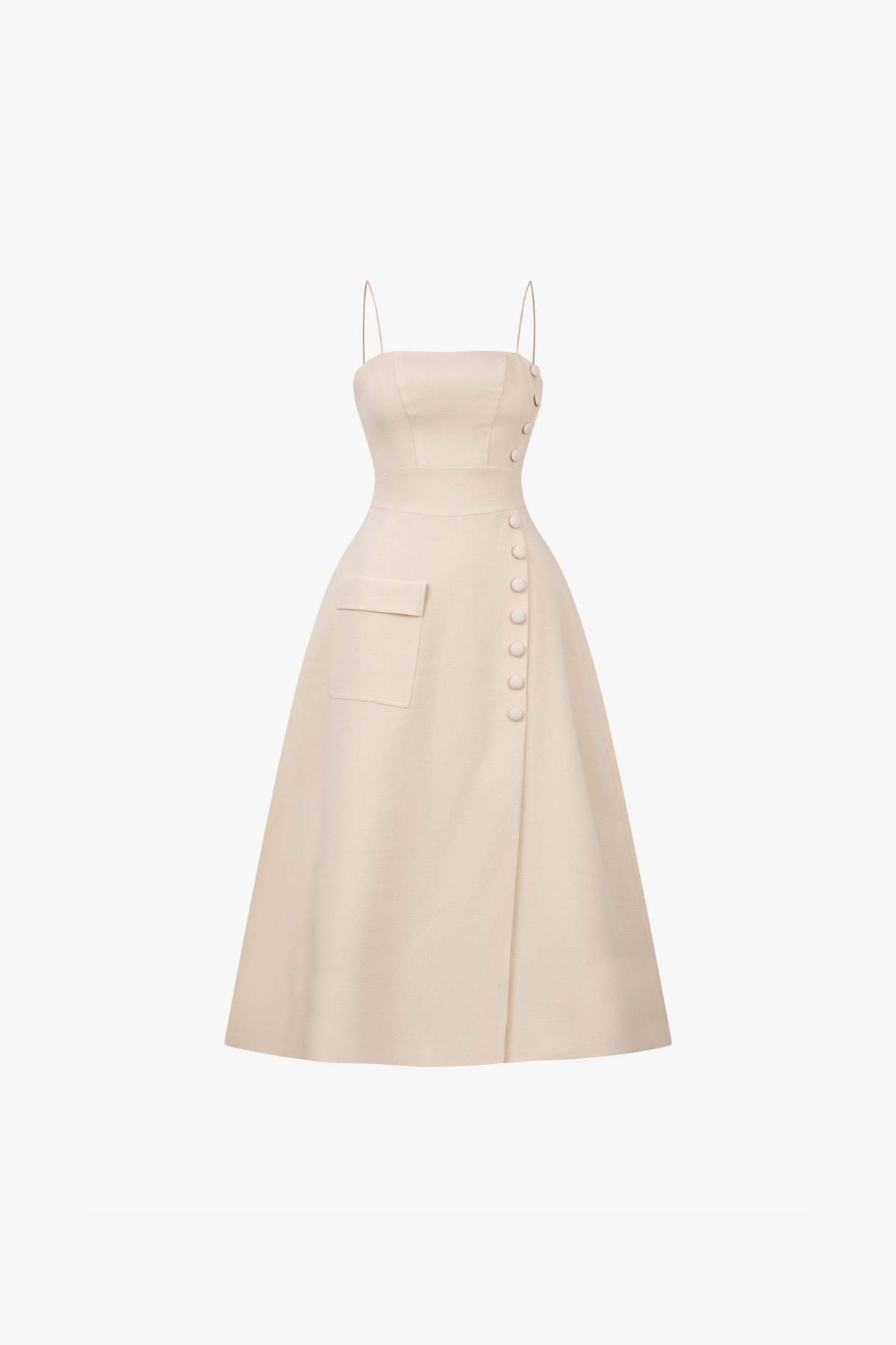 Elio button-embellished Midi Dress in cream