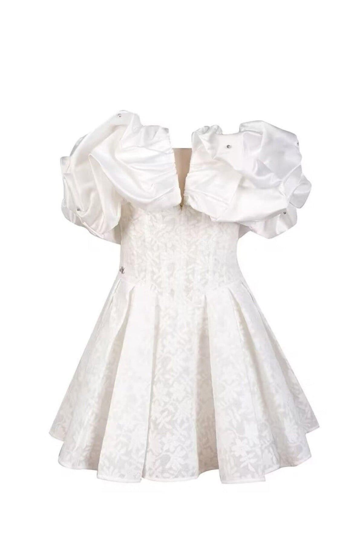 OFF SHOULDER CORSET MINI DRESS IN WHITE