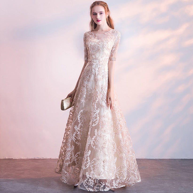Queena Elegant  Evening Gown maxi dress— Champagne