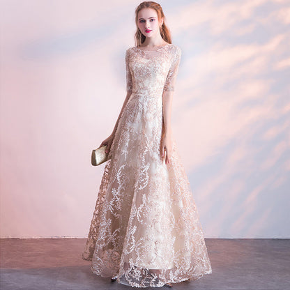 Queena Elegant  Evening Gown maxi dress— Champagne