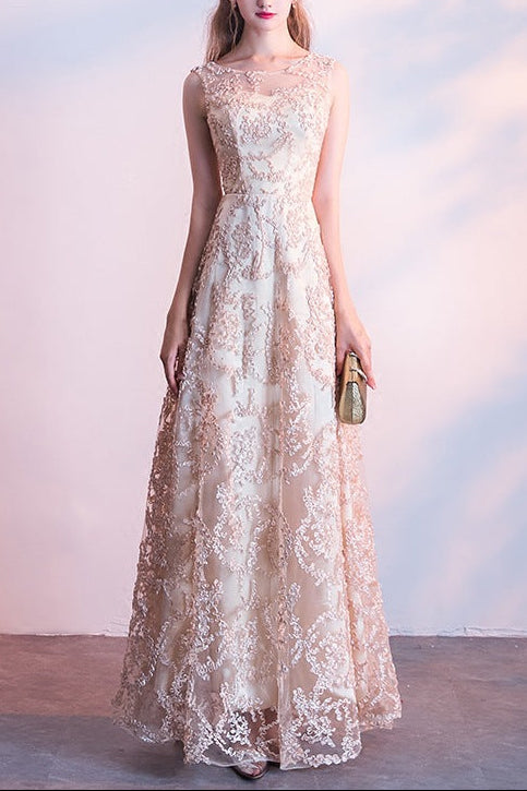 Queena Elegant  Evening Gown maxi dress— Champagne