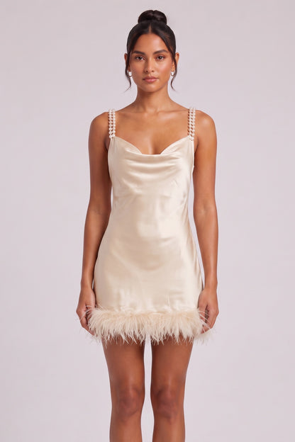 champagne satin slip dress champagne satin dress - product view 4