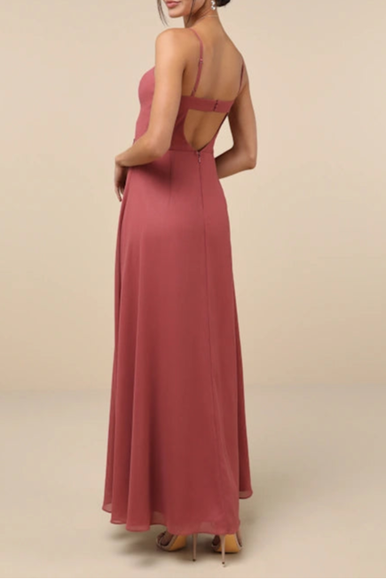Stunning Grace Rusty Rose Cutout A-Line Maxi Dress