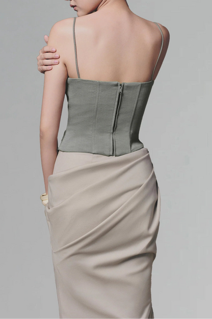 emily Blue Mint Camellia Corset Top