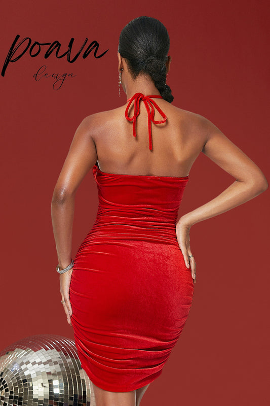 Cutout bandage floral mini dresses in red