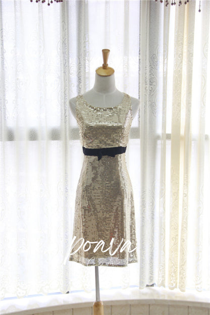 Sequin midi dress in gold