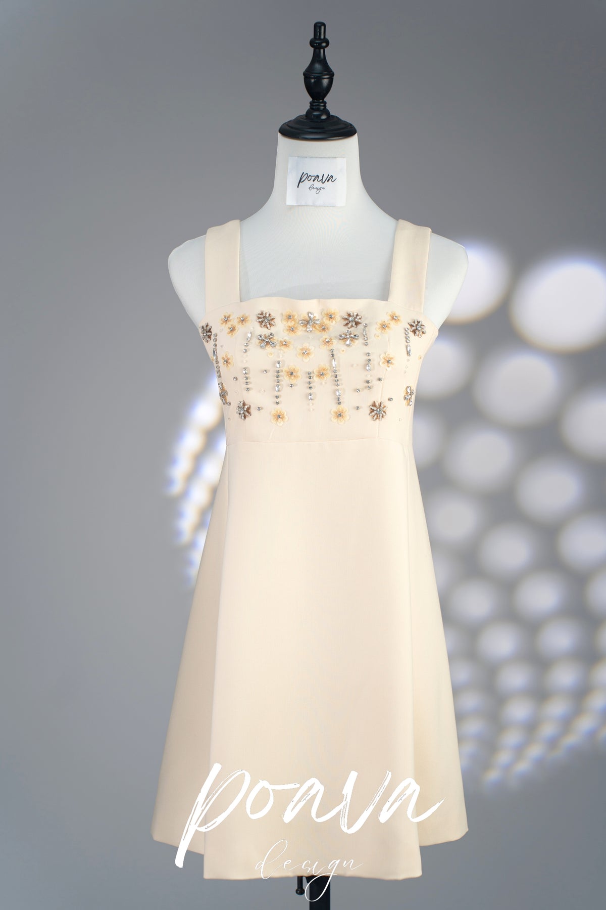 Embellished yellow A line mini dress