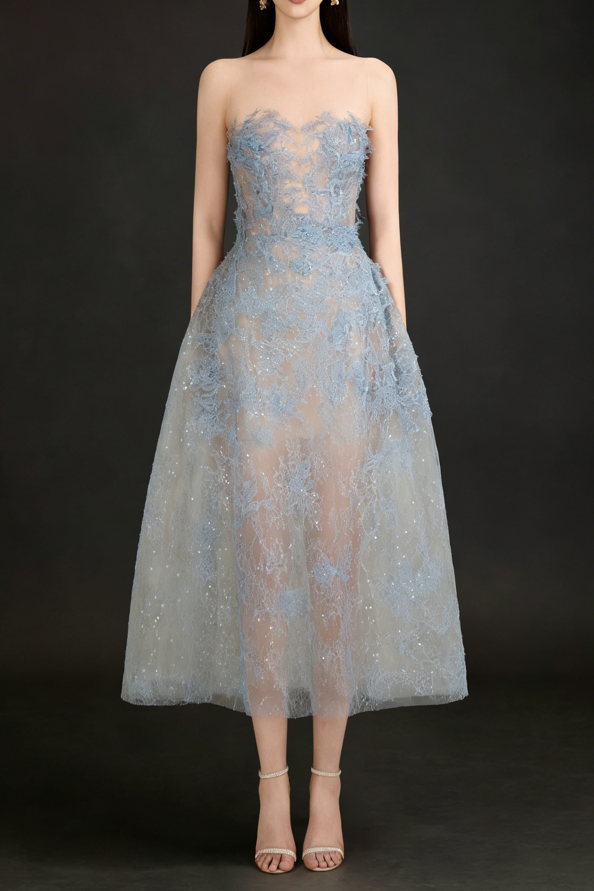 BLUE BEADED LACE DRESS