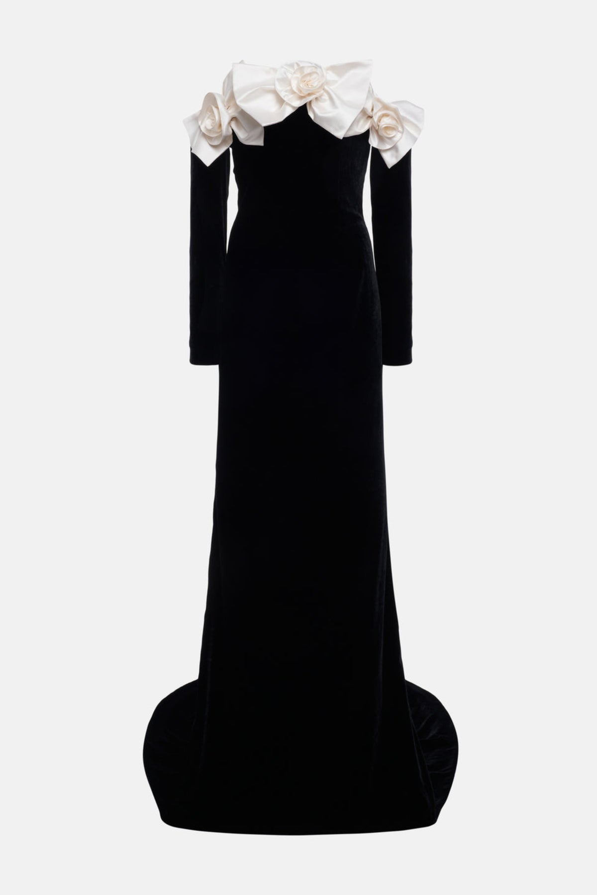 Floral long sleeve maxi dress in black