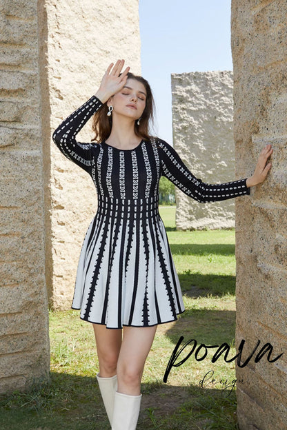 Printed tessvto long sleeves mini dresses