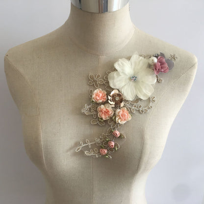Cross-border 3D floral lace collar sequin DIY handmade lace appliqué lace dress pants accessories wholesale