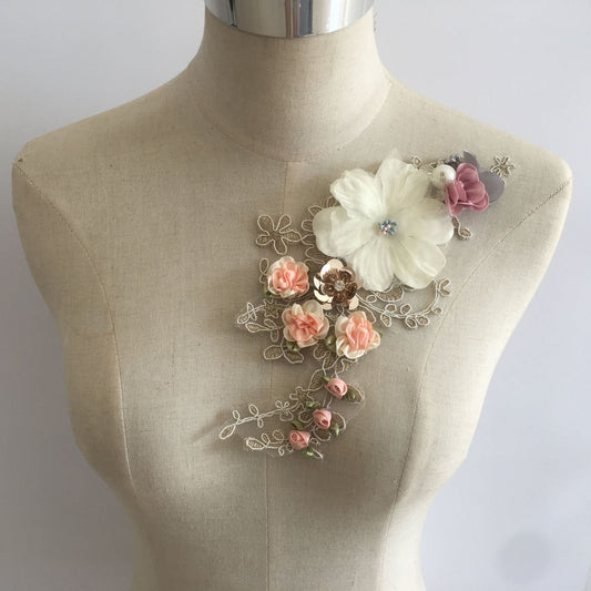 Cross-border 3D floral lace collar sequin DIY handmade lace appliqué lace dress pants accessories wholesale
