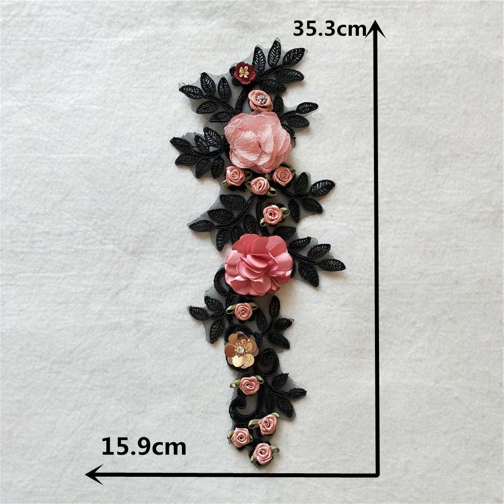 Factory direct sales of lace collars, embroidered lace lace edges, sequins, 3D realistic rose gown accessories, wholesale