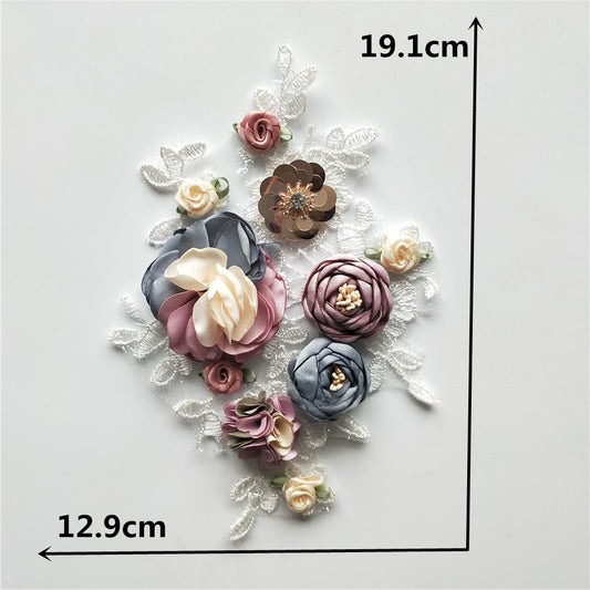 New 3D Artificial Floral Lace Collar DIY Handmade Sequin Lace Decal Women's Hat Accessories In Stock Wholesale
