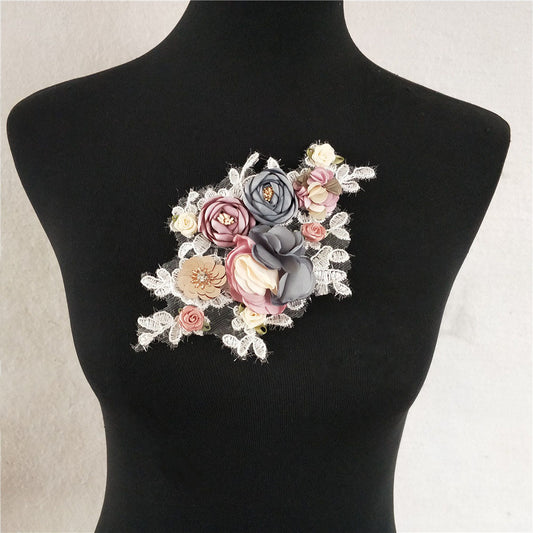 New 3D Artificial Floral Lace Collar DIY Handmade Sequin Lace Decal Women's Hat Accessories In Stock Wholesale
